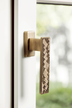 IRIS-DK - DK brass window handle on rose by Fama International - view 3